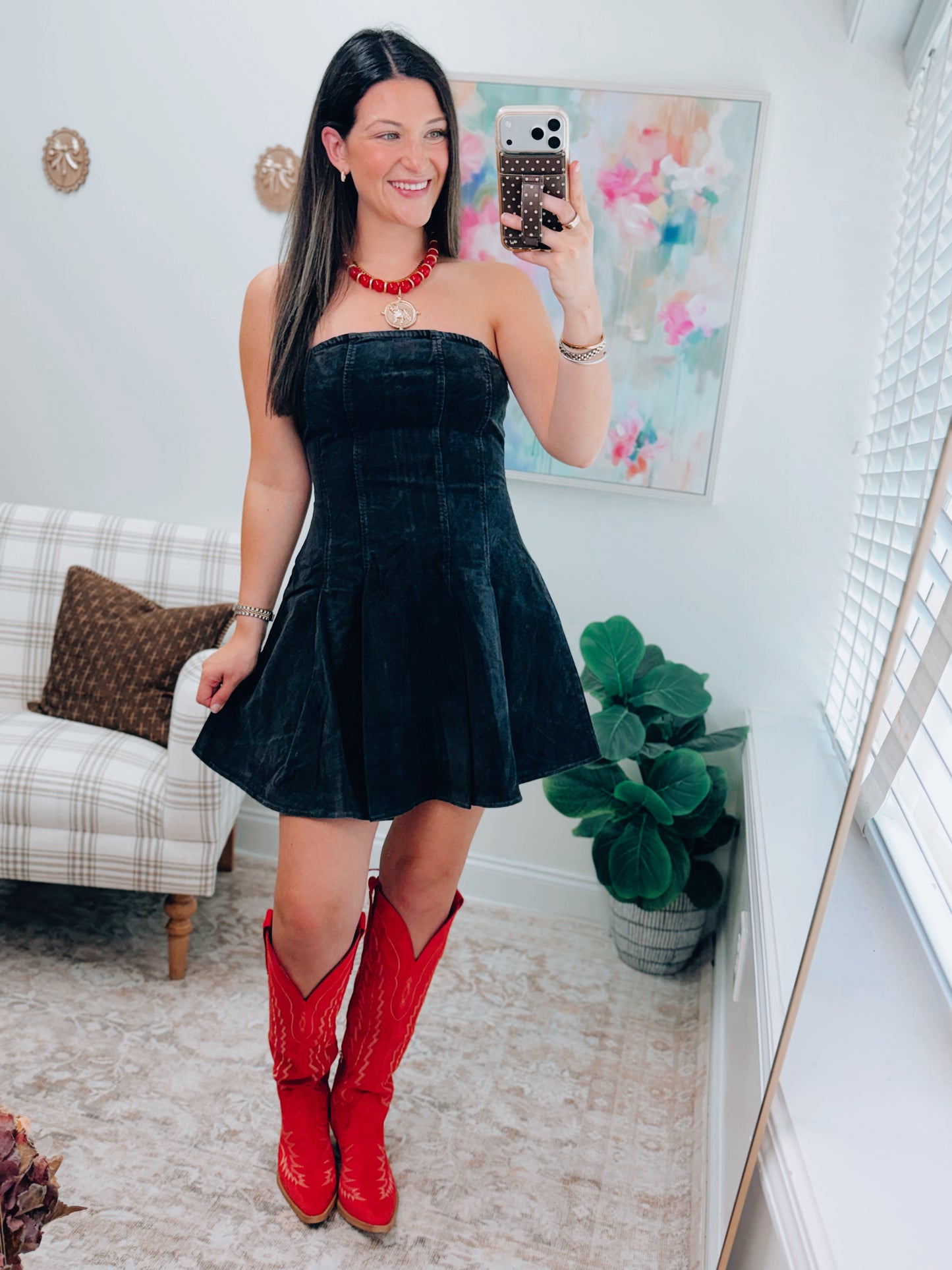 Black Corduroy Mini Dress