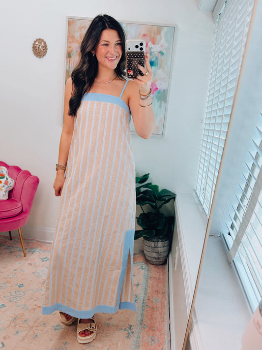 Sandy Shores Striped Midi Dress