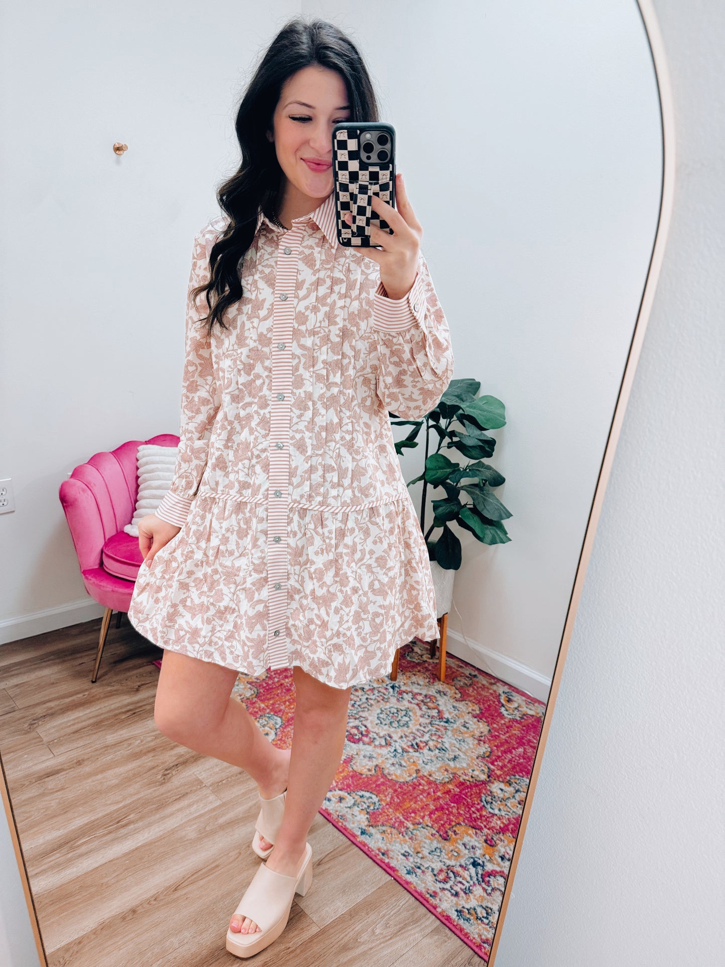 Rosie Pink Printed Mini Dress