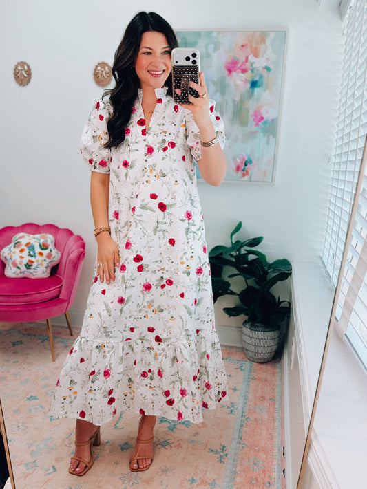 Sawyer Floral Eyelet Midi Dress