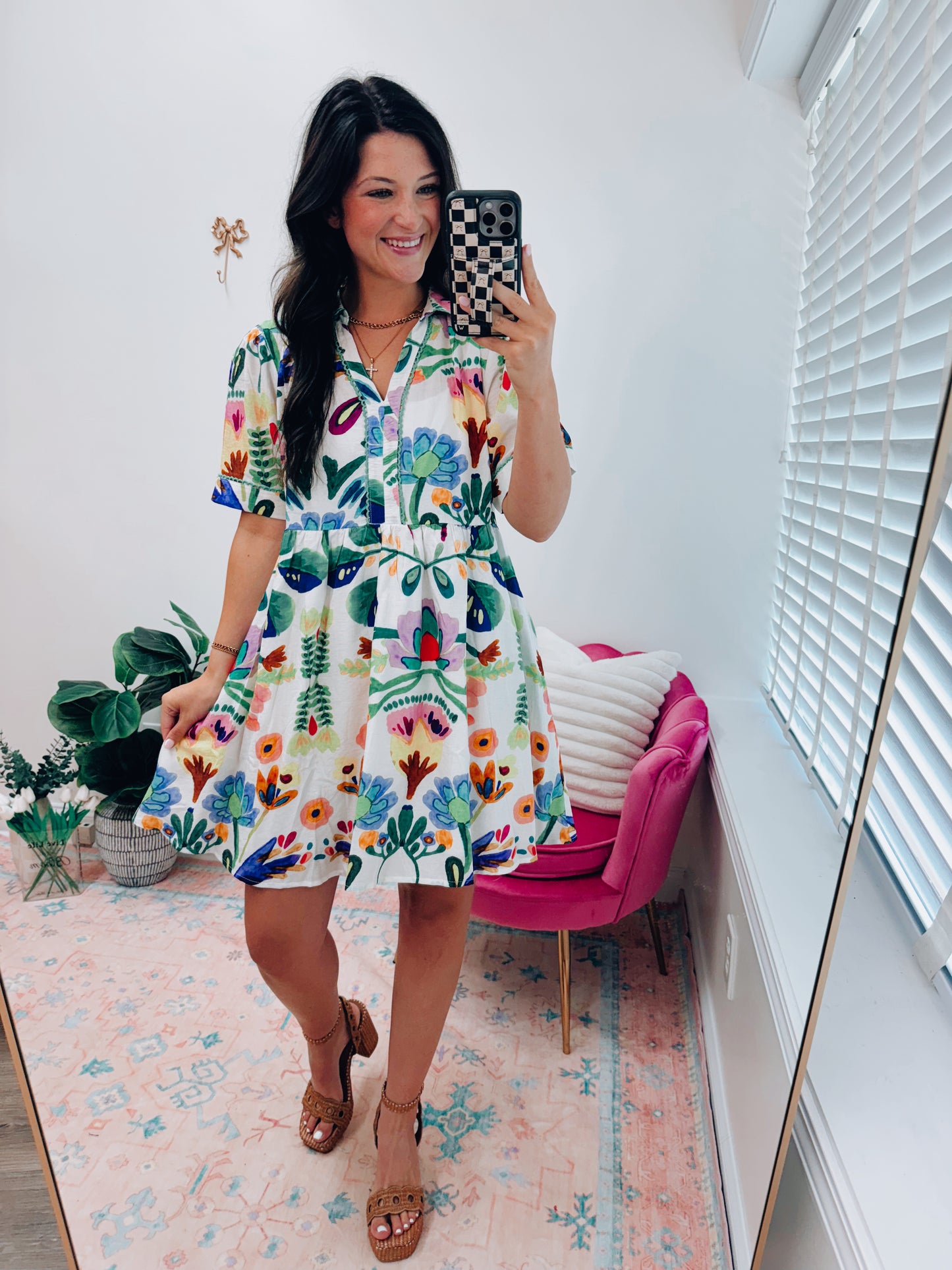 Green Royal Tropics Mini Dress