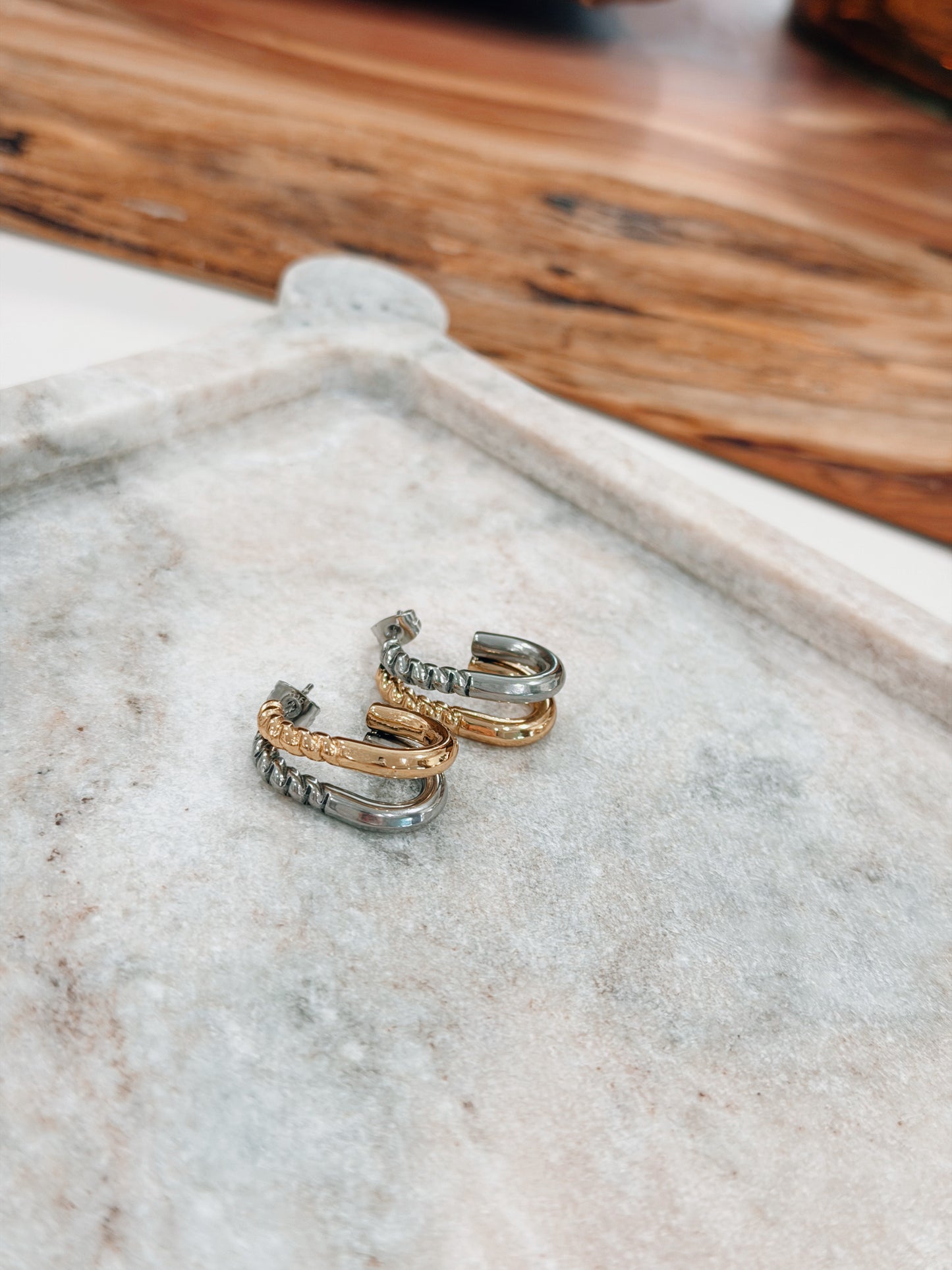 Paige Two-Tone Half Twist Earrings