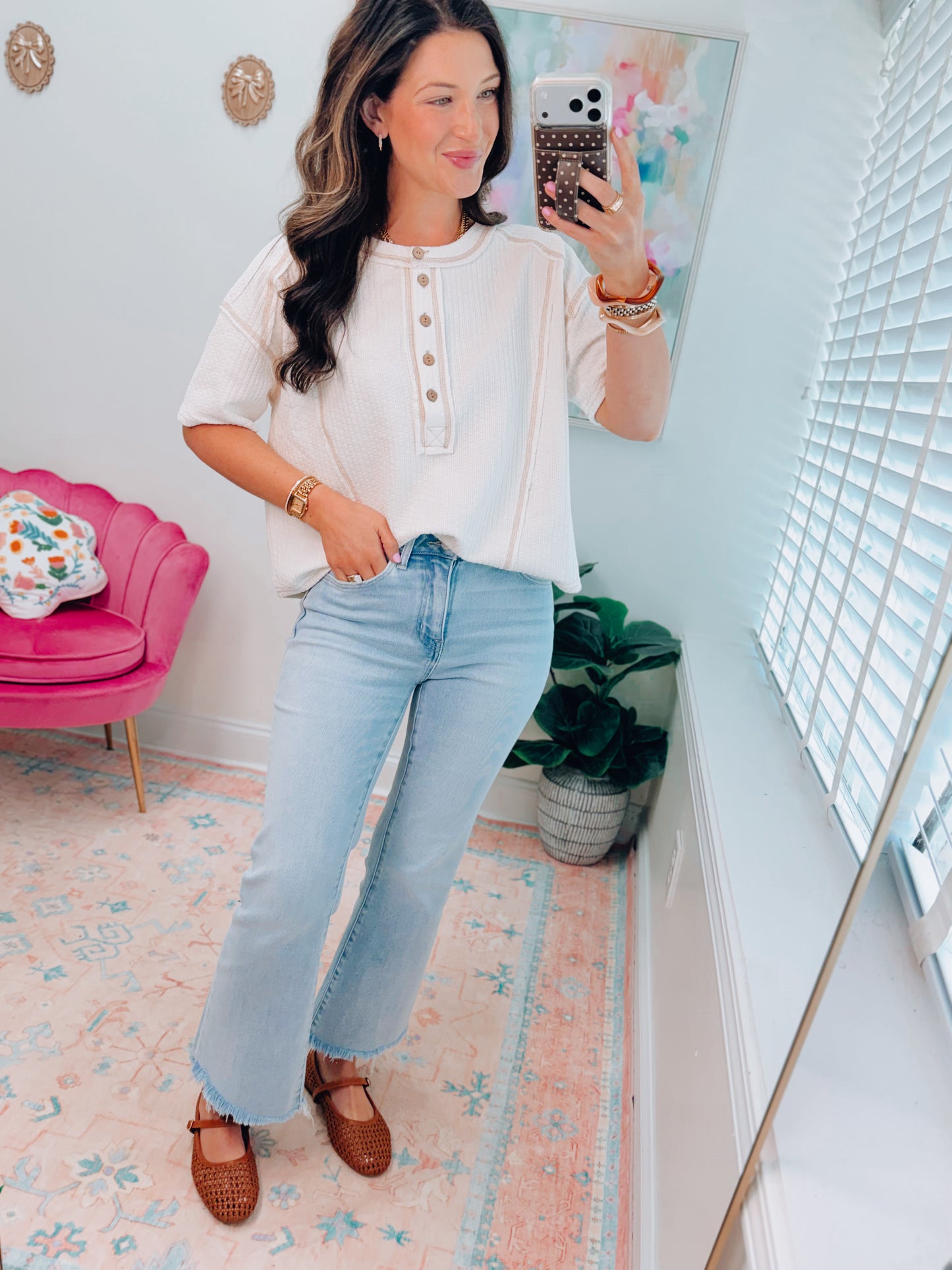 Charm Light Wash Crop Flare Denim