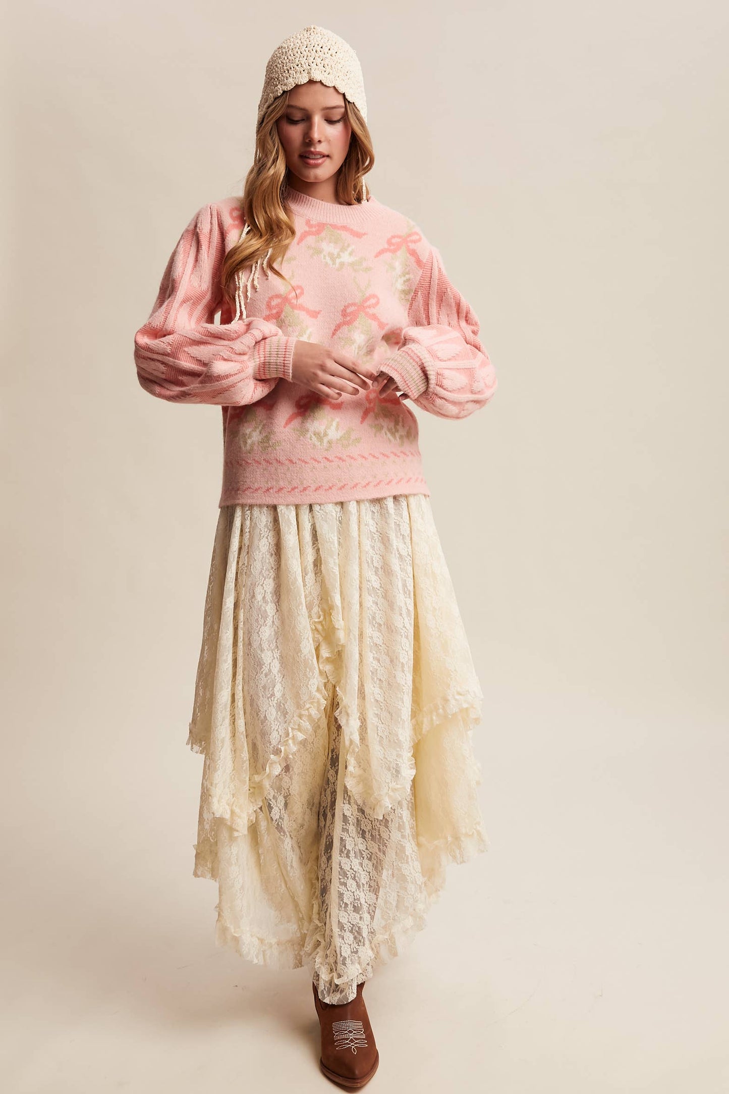 Ribbon Christmas Tree Sleeve Sweater