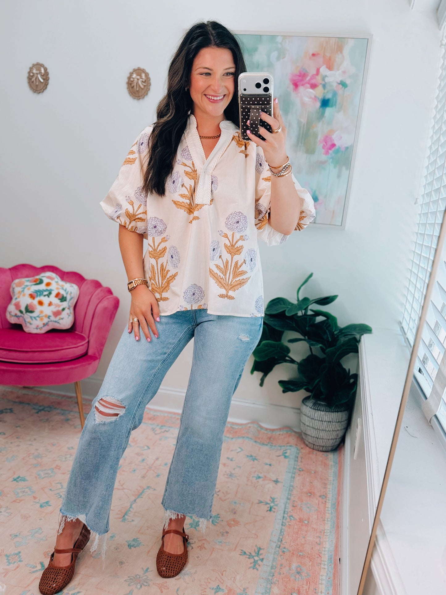 Cream & Honey Floral Top