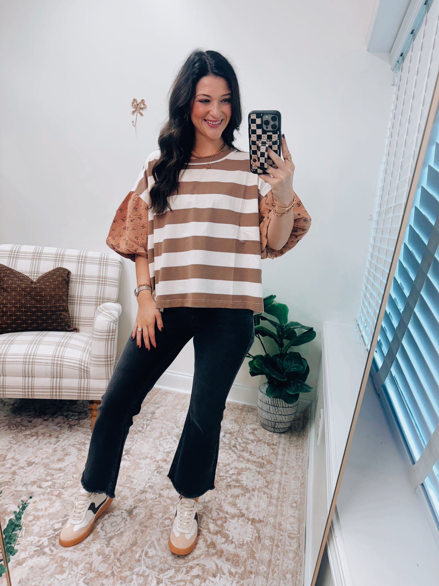 Bold Striped Knit Contrast Top
