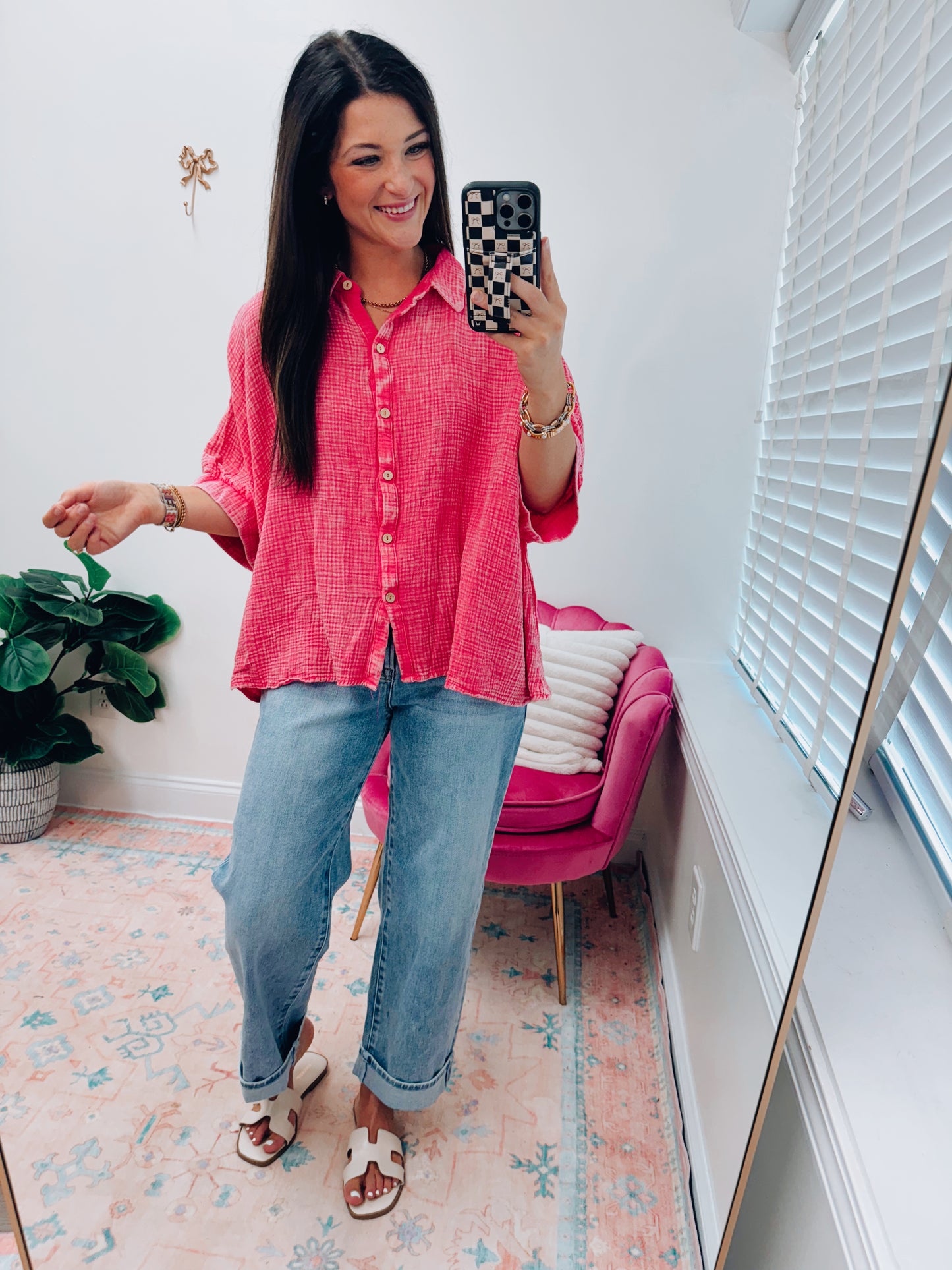 Pink Mineral Wash Dolman Top