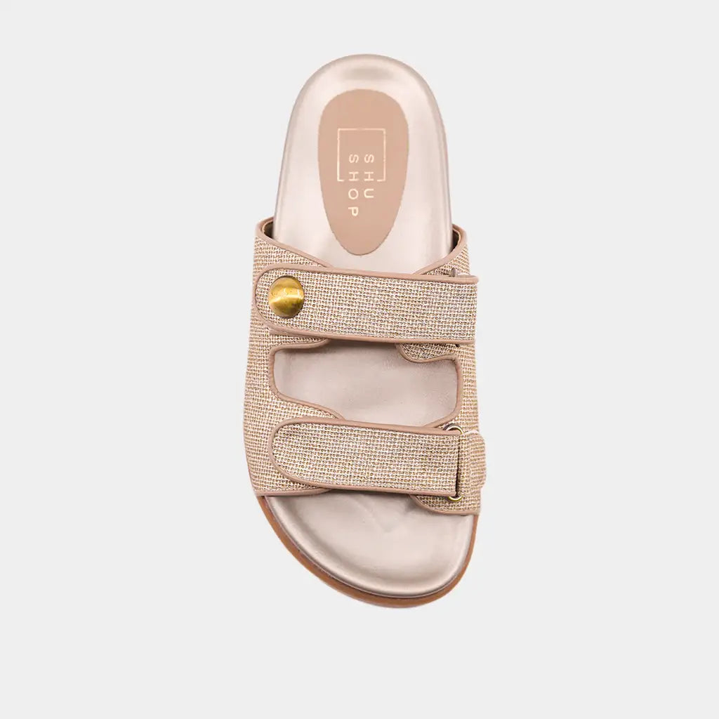 Blair Gold Double Strap Sandals