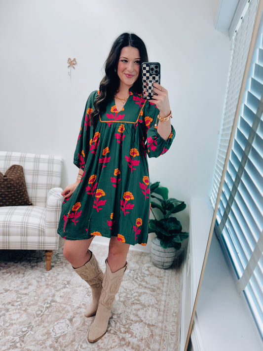 Logan Green Mix Mini Dress