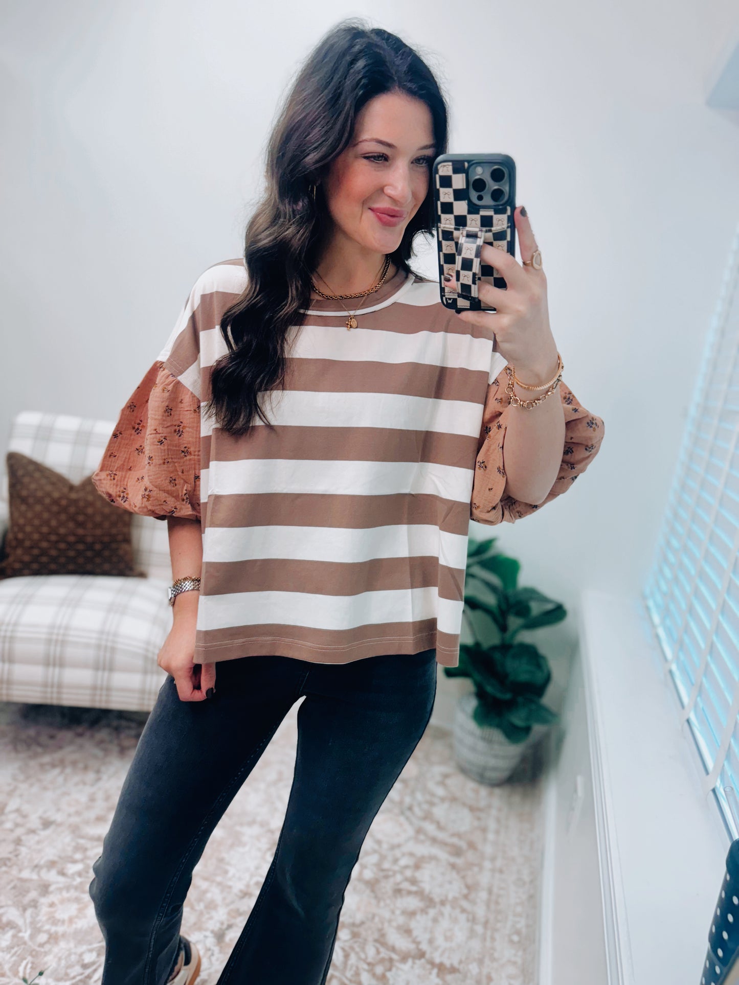 Bold Striped Knit Contrast Top