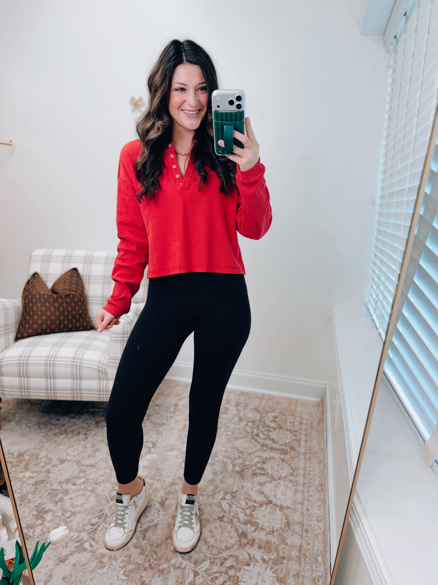 Mineral Washed Red Henley Top