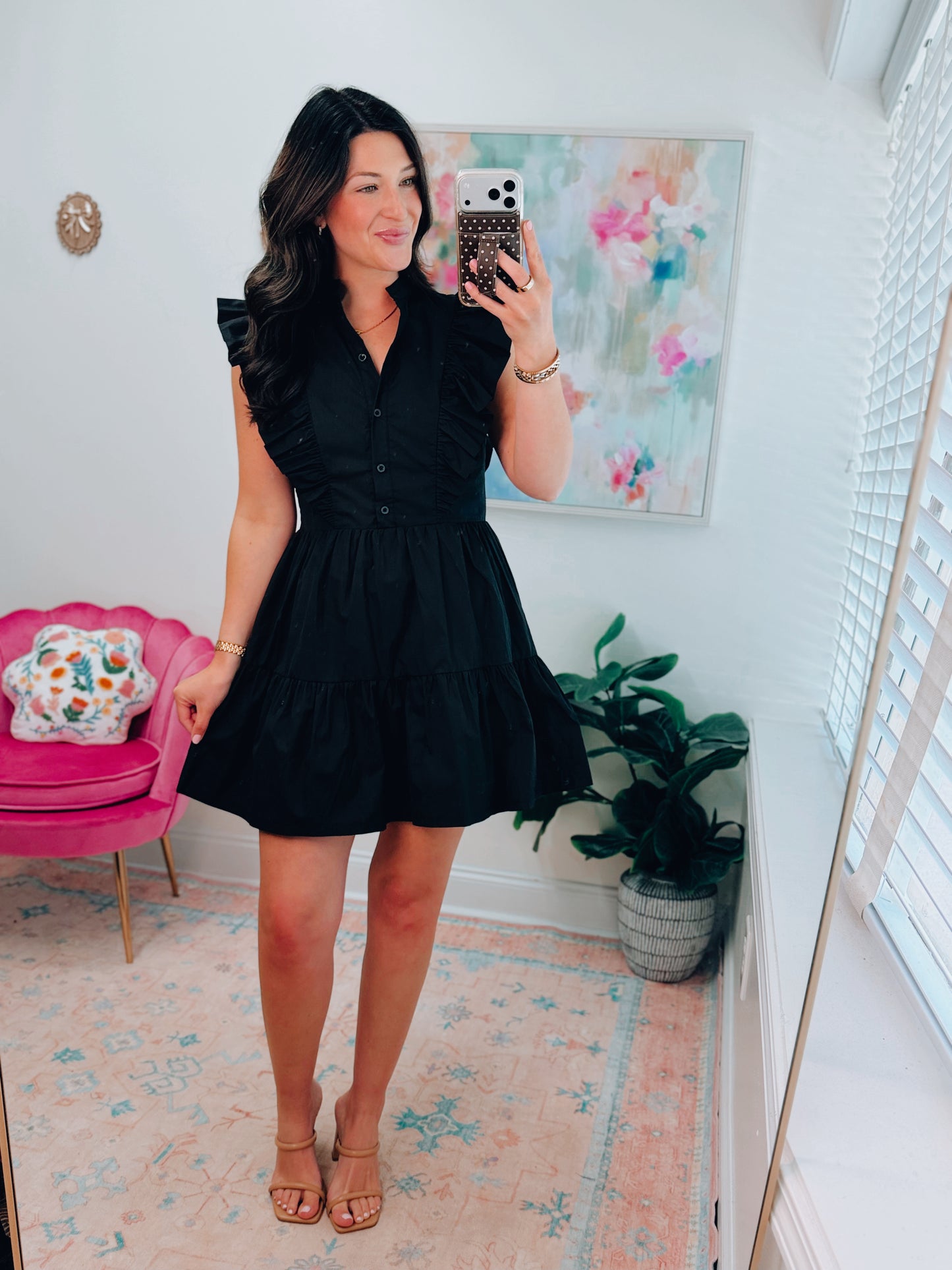 Black Ruffle Mini Dress