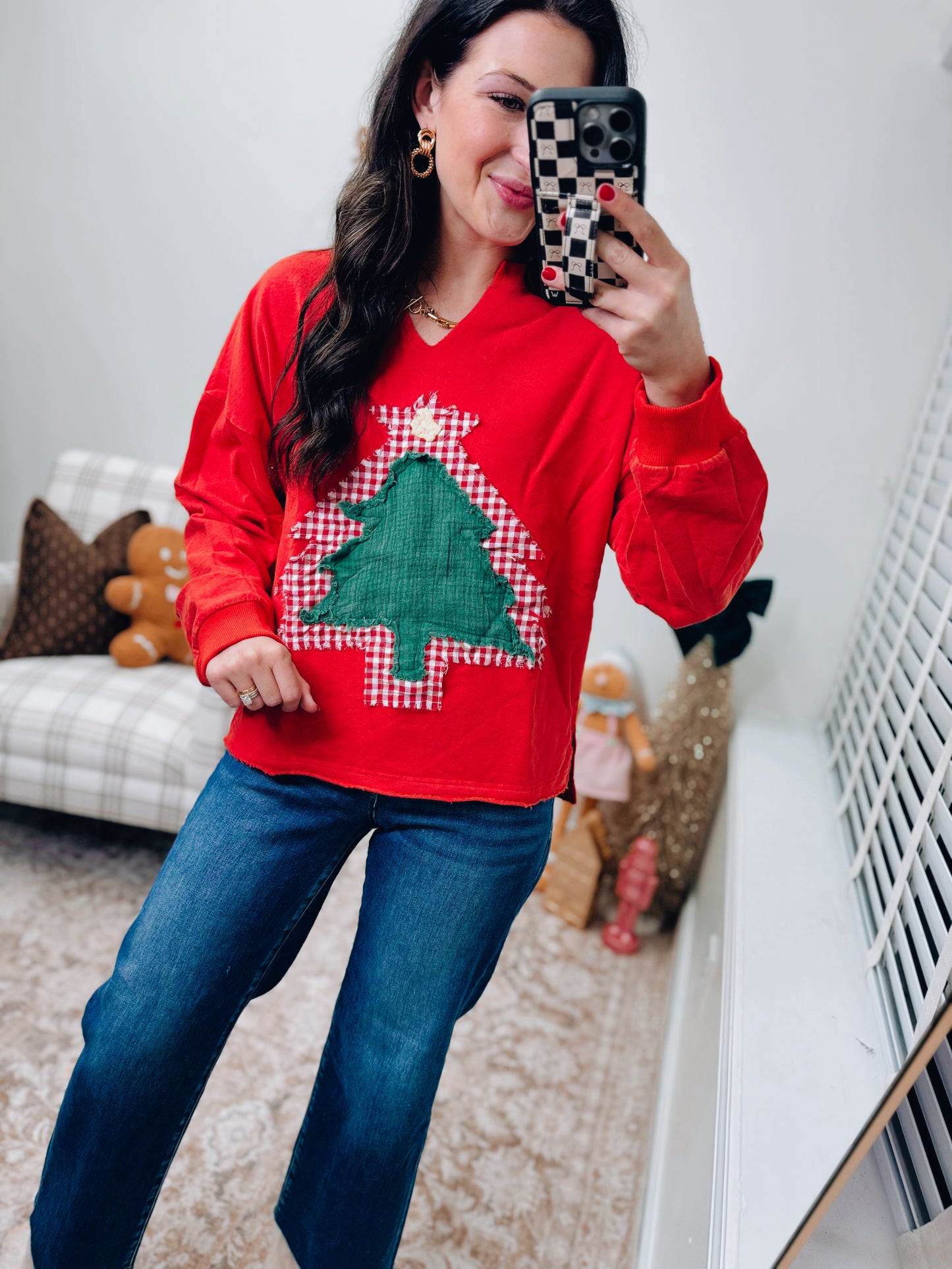 Mineral Washed Tree Patch French Terry Top