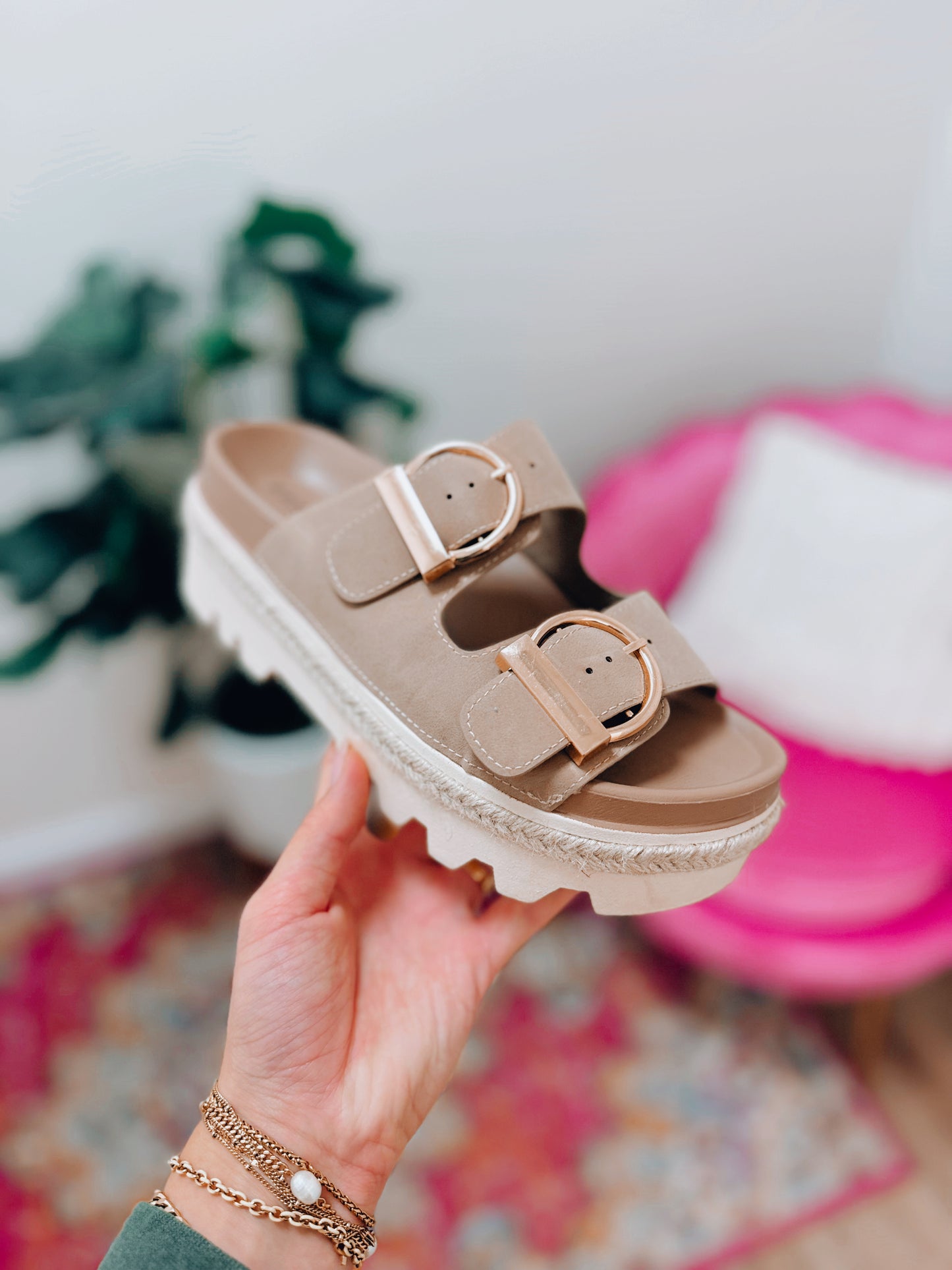 Kale Double Strapped Platform Sandals