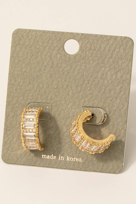 Pave Baguette Hoop Earrings