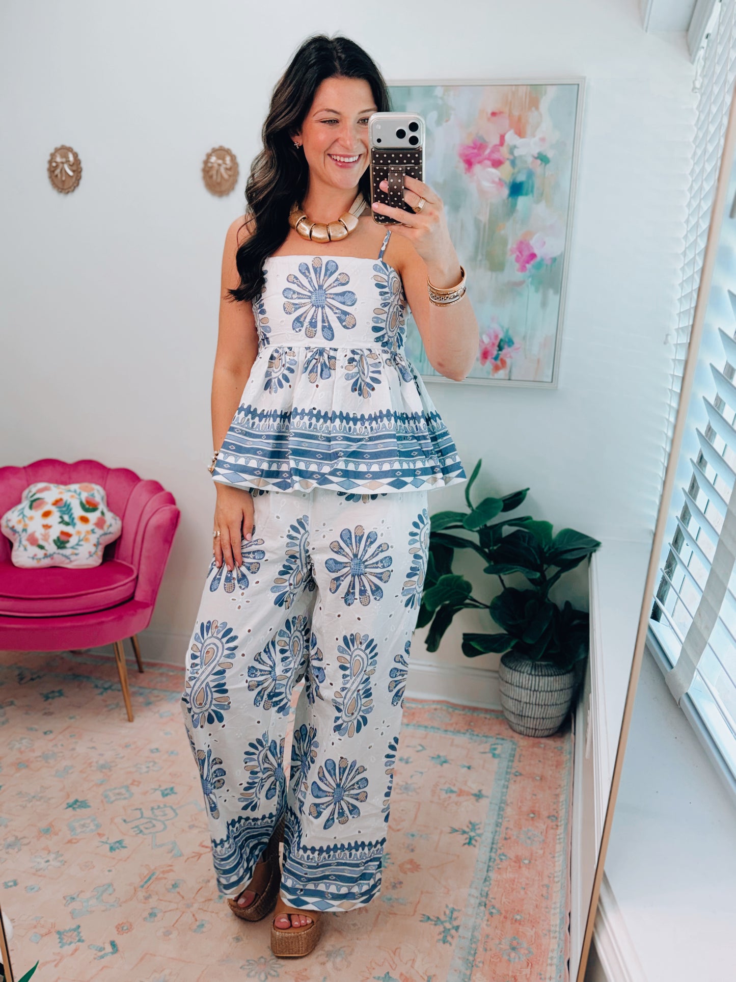 Blue Mix Eyelet Beach Stroll Set