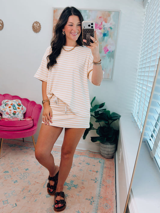 Yellow Striped Mid Rise Skort