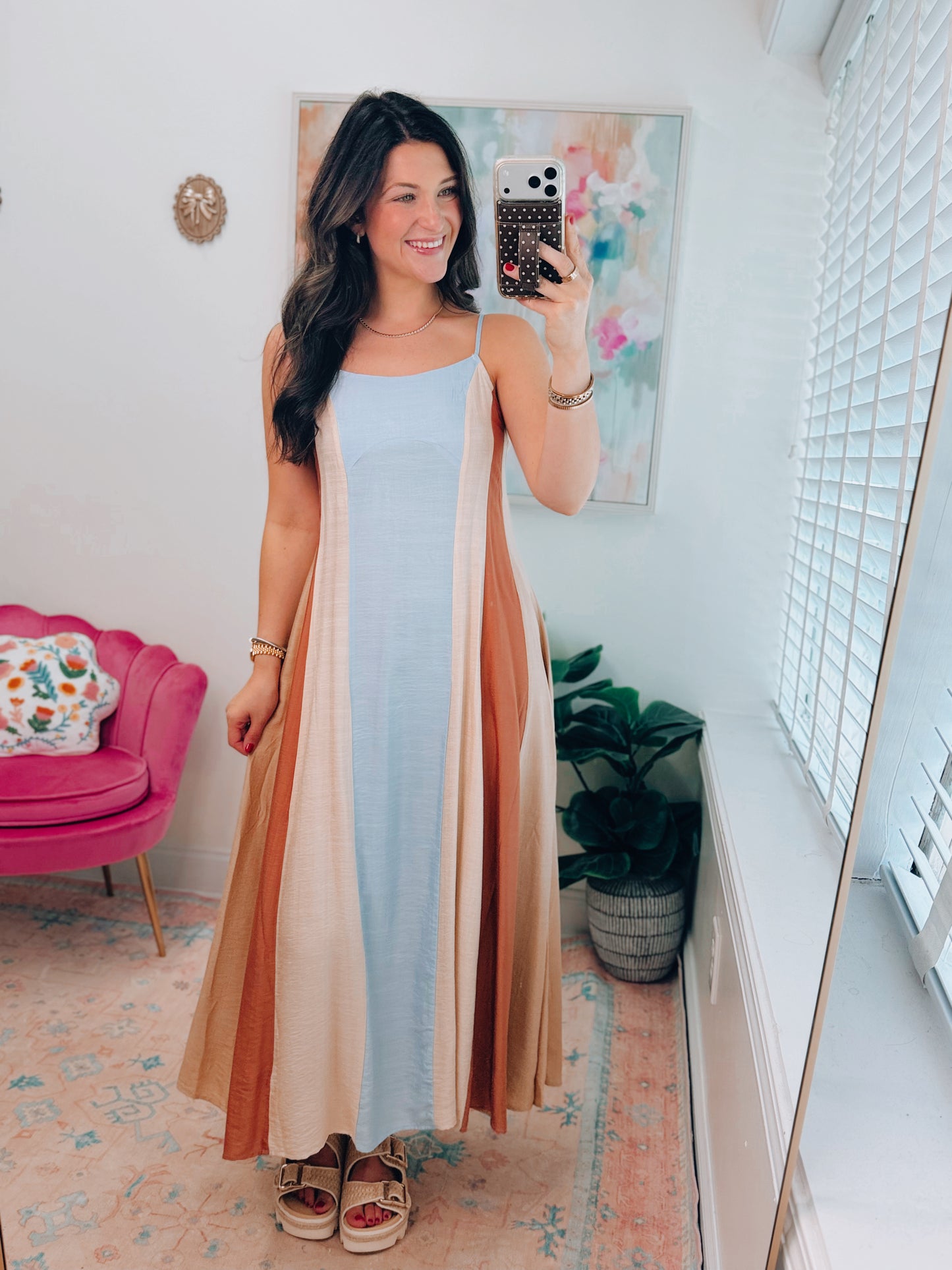 Dirftwood Neutral Color Block Maxi Dress