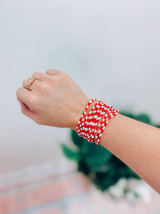 Game Day Seed Beaded Bracelet Stack