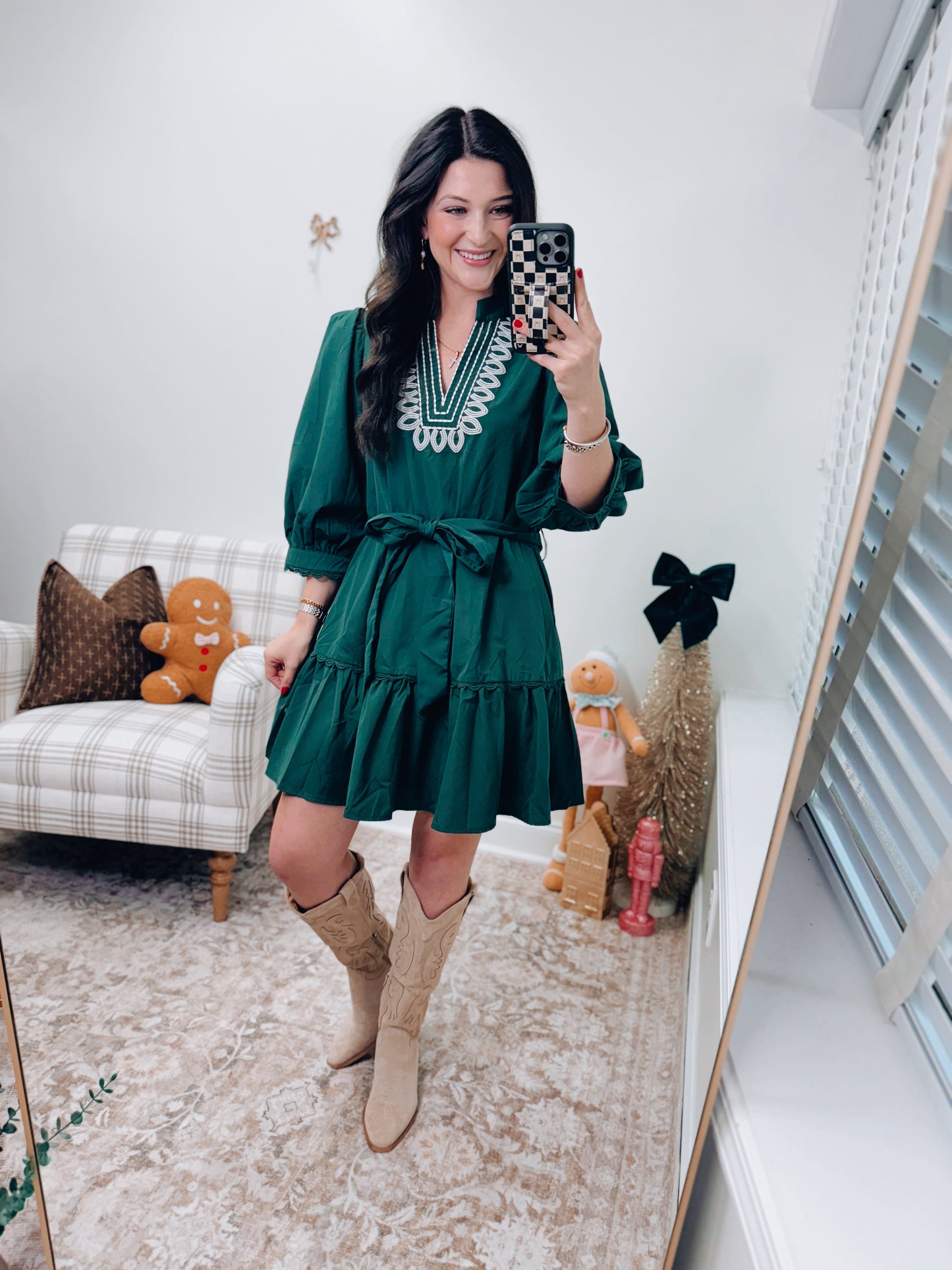 Noelle Embroidered Scallop Mini Dress