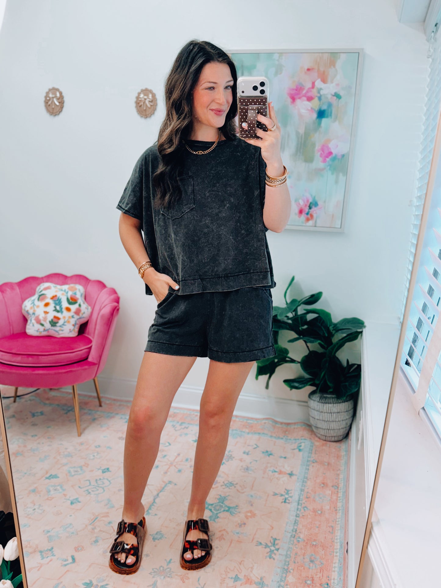 Easy Days Cotton Shorts Set - Black