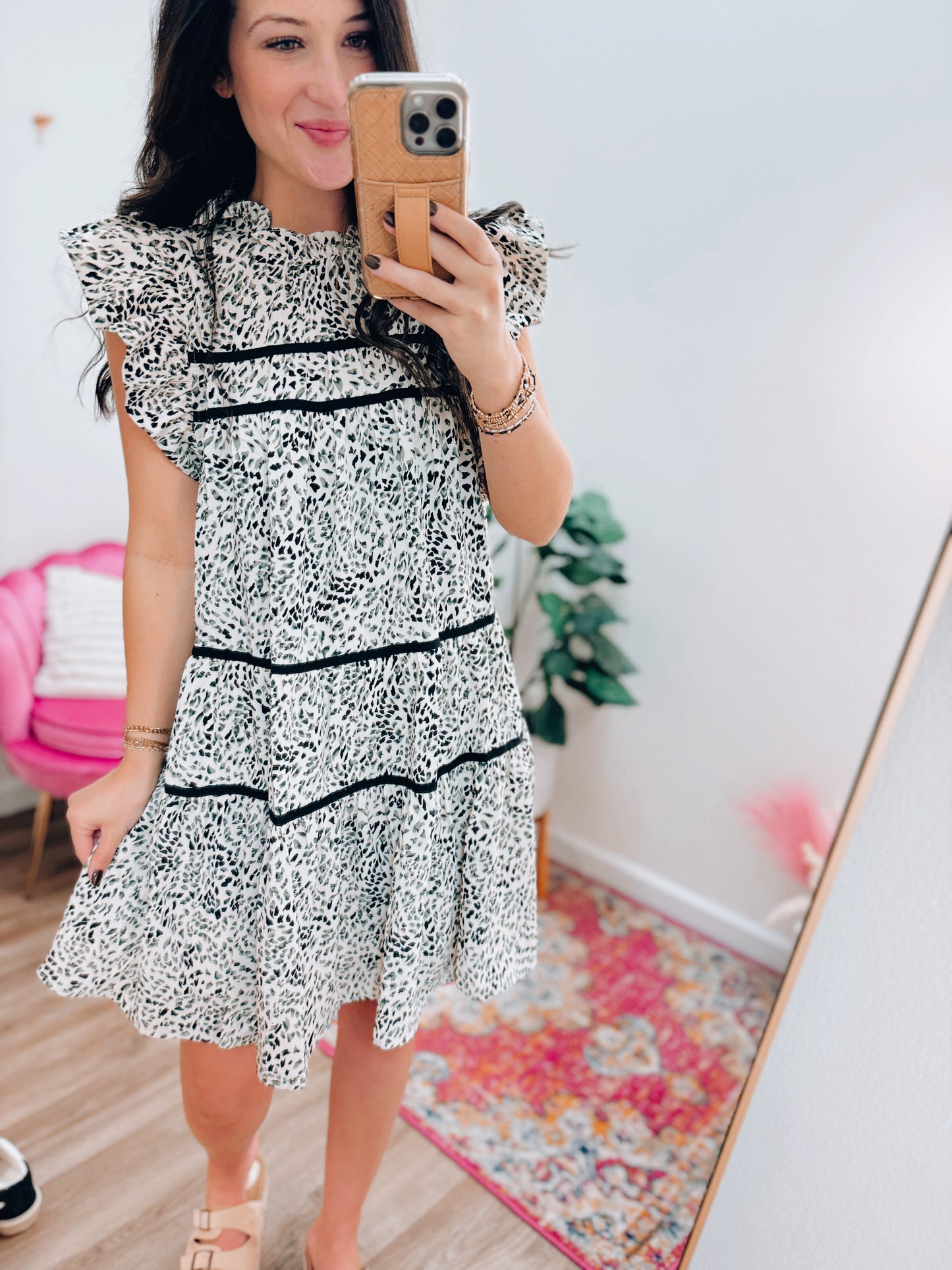 Mae Ruffle Sleeve Tiered Mini Dress