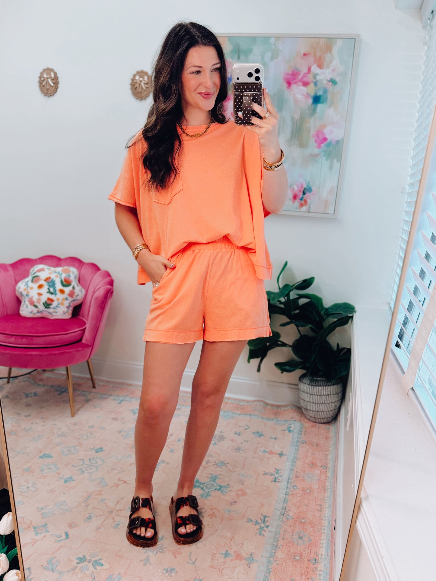 Easy Days Cotton Shorts Set - Coral