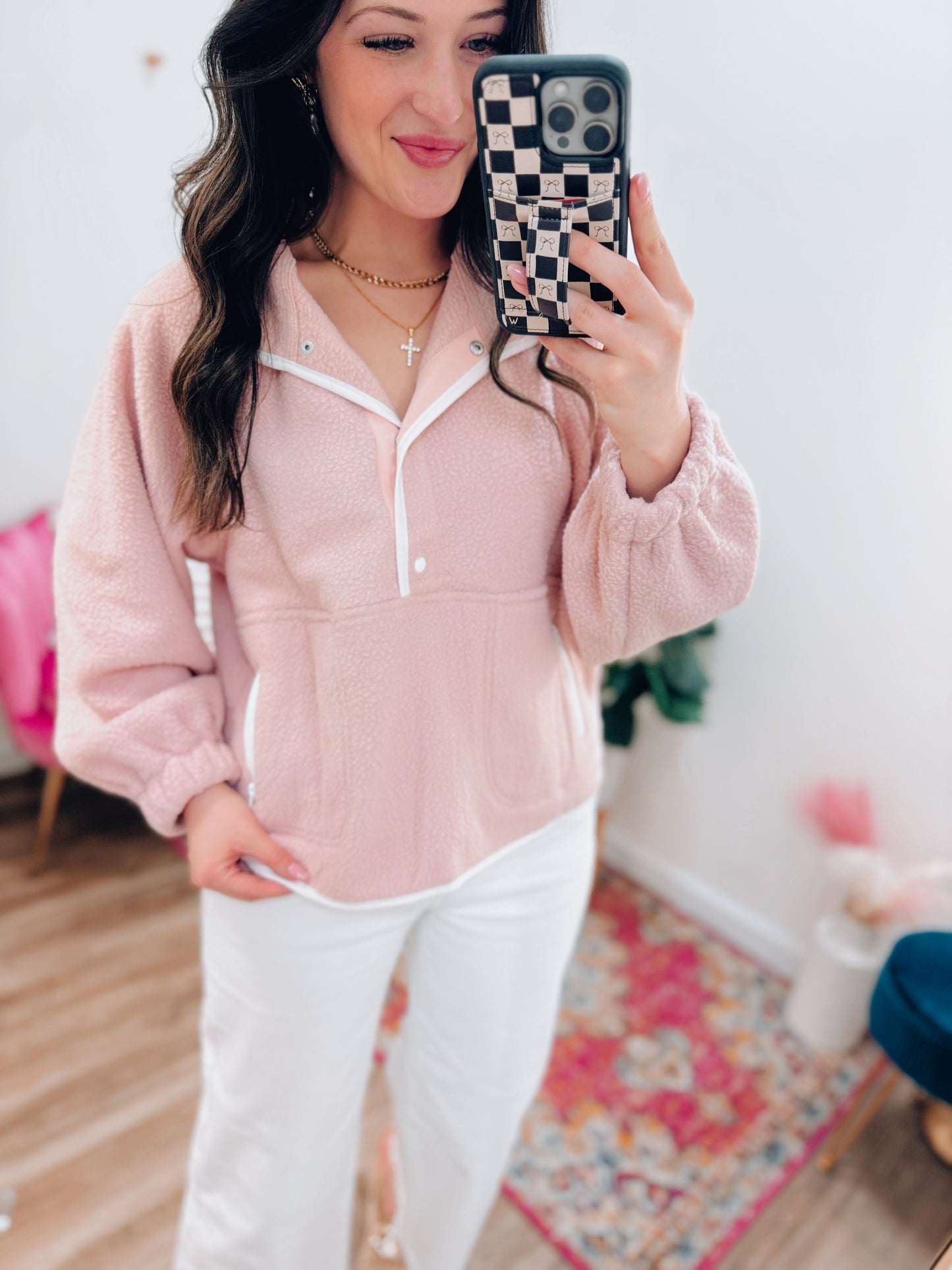 Jane Pink Zip Pocket Pullover