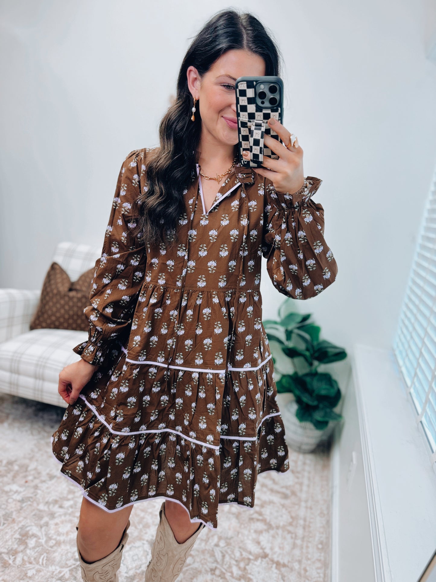 Lavender Floral Tiered Mini Dress