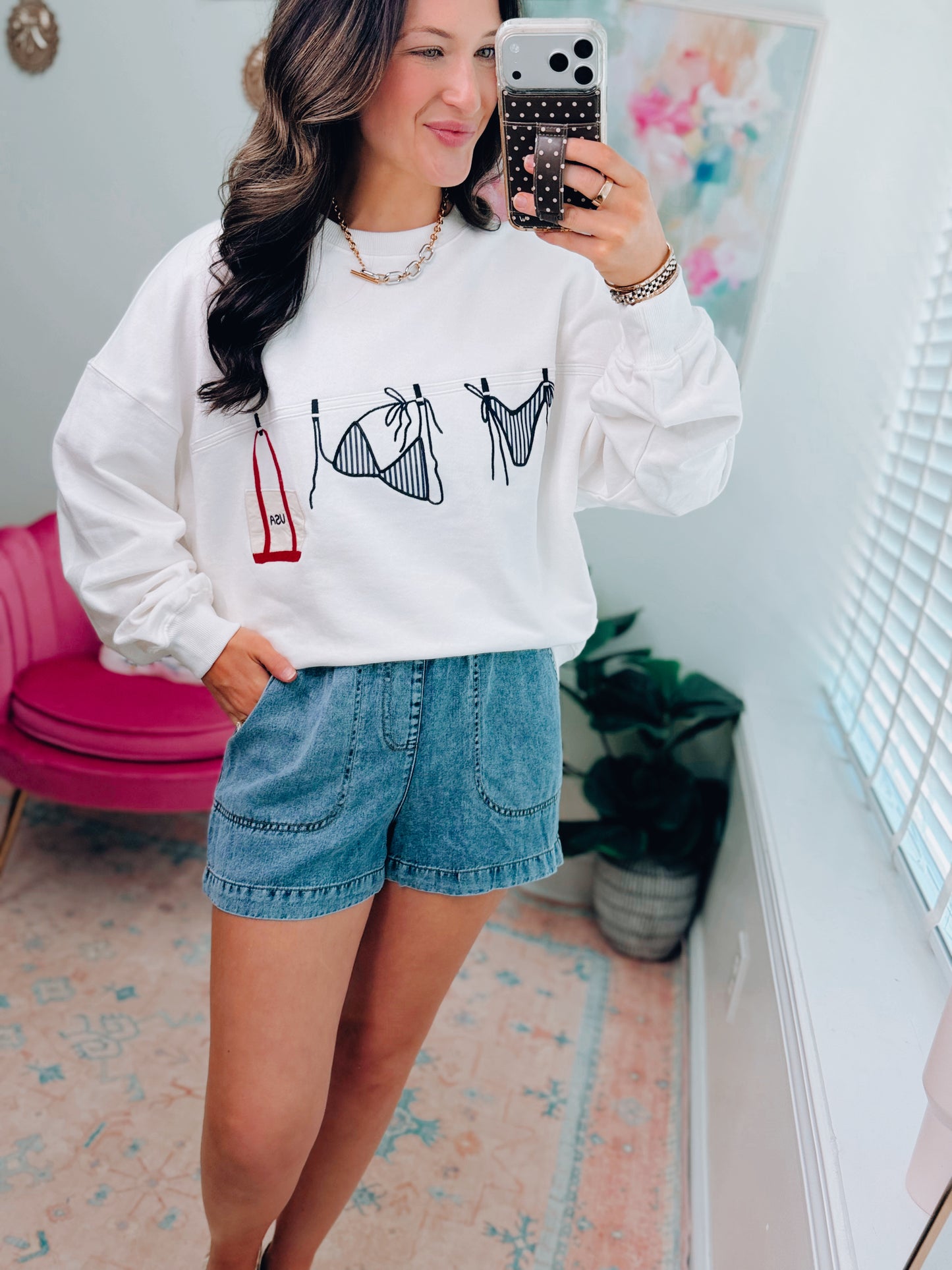 Party in the USA Embroidered Crewneck