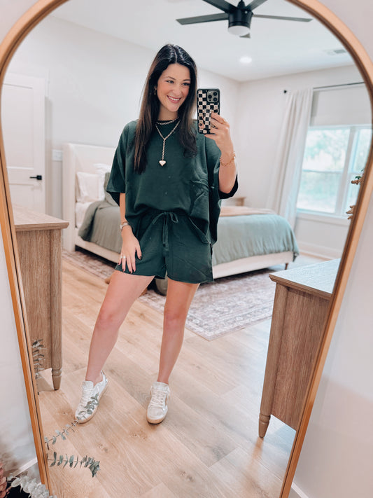 Malibu Fall Vintage Edge Shorts Set - Forest