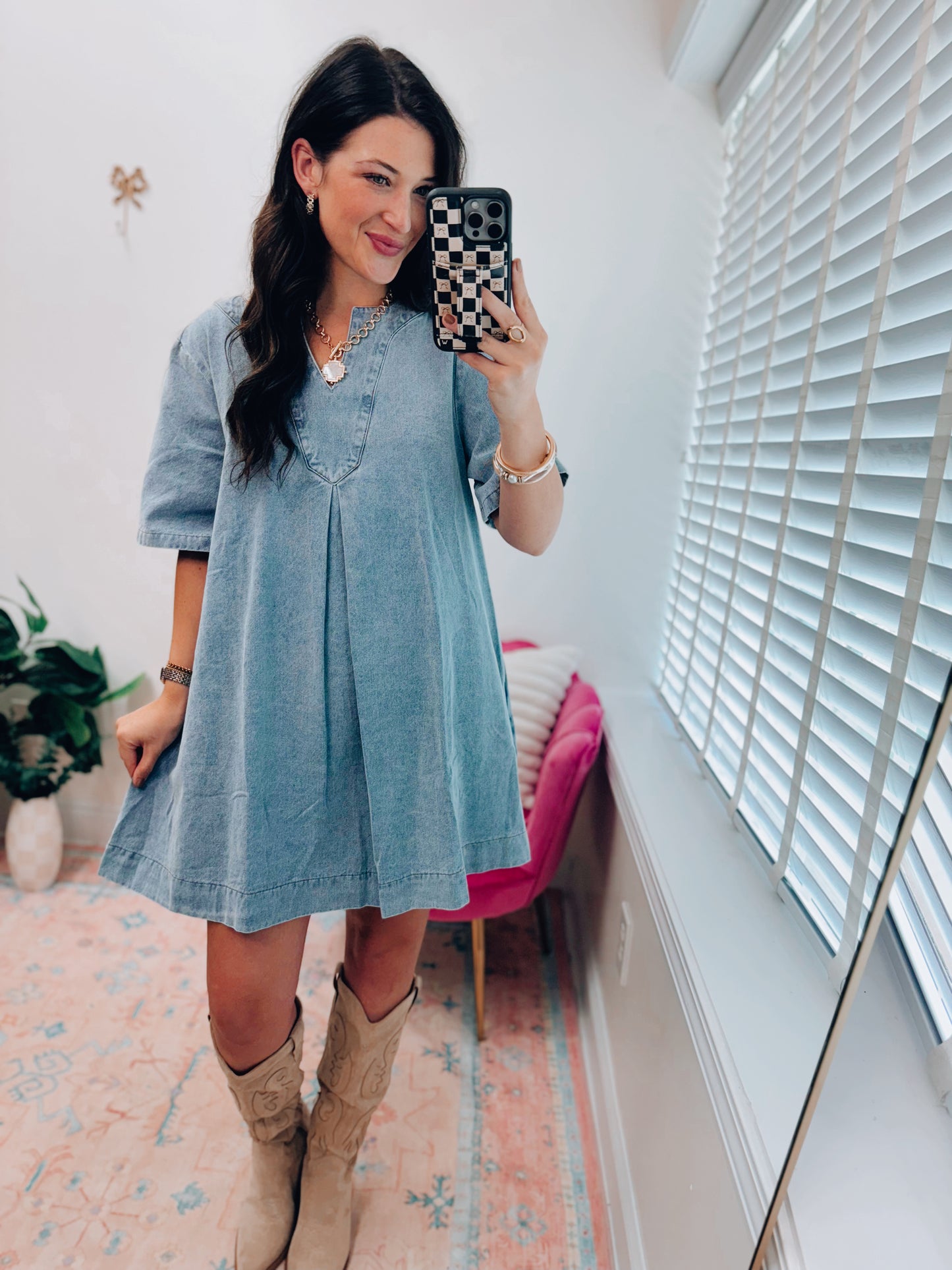 Knox Denim Collar Mini Dress