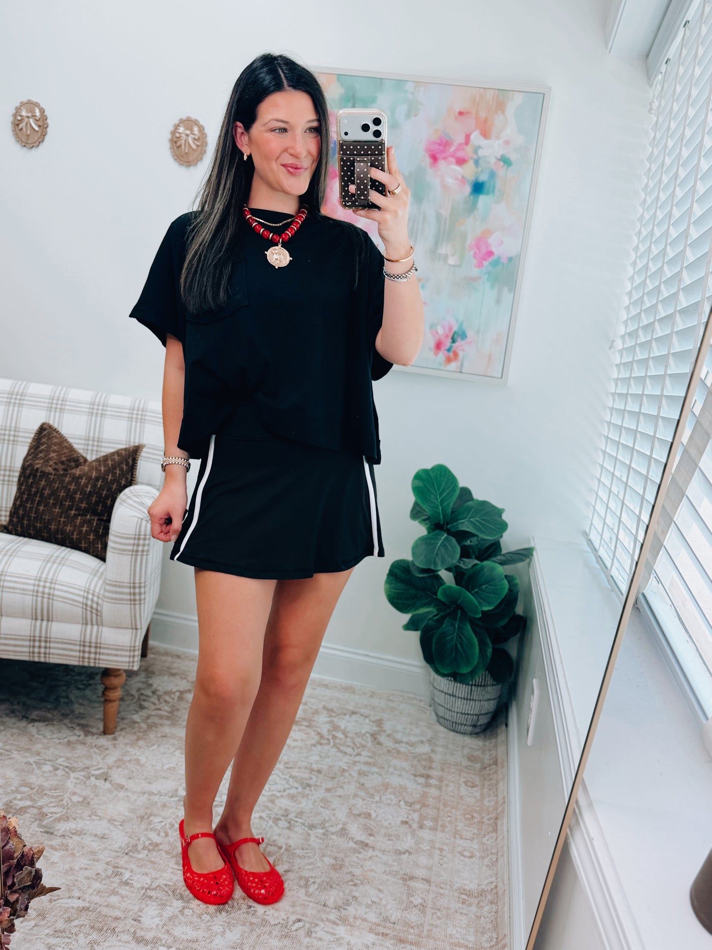 Active Stripe Butter Skort - Black