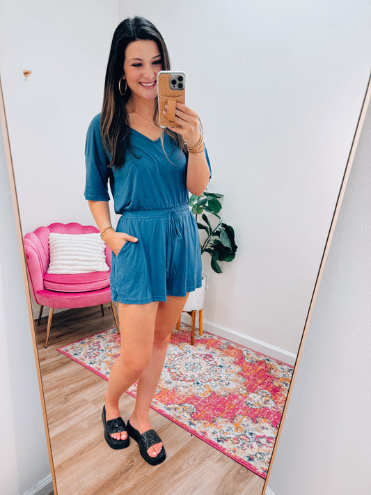 All About That Basic Romper - Blue