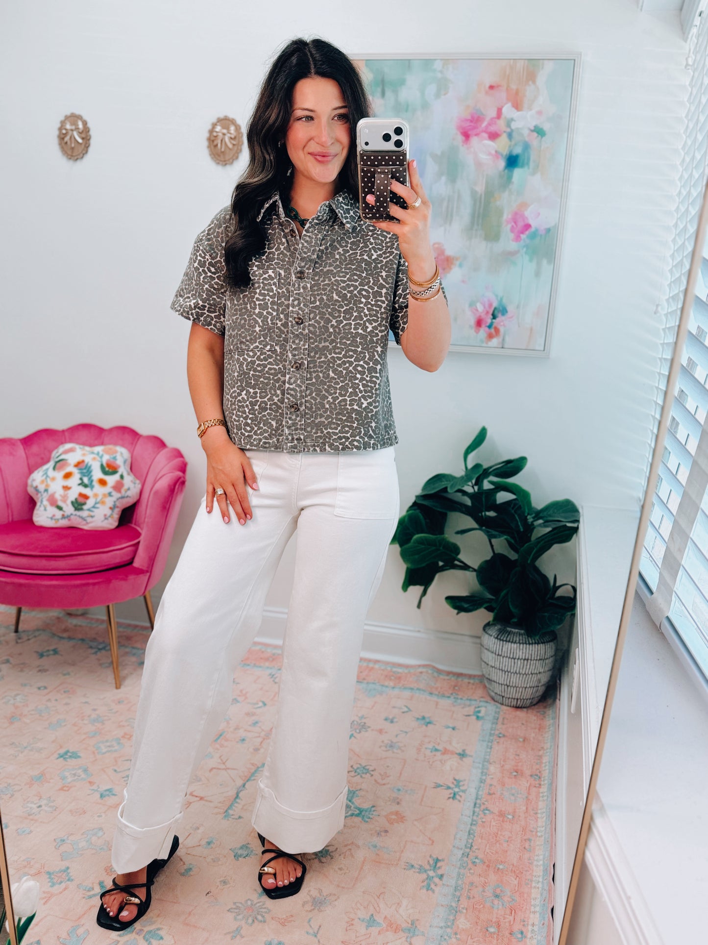 Goldie Leopard Denim Top
