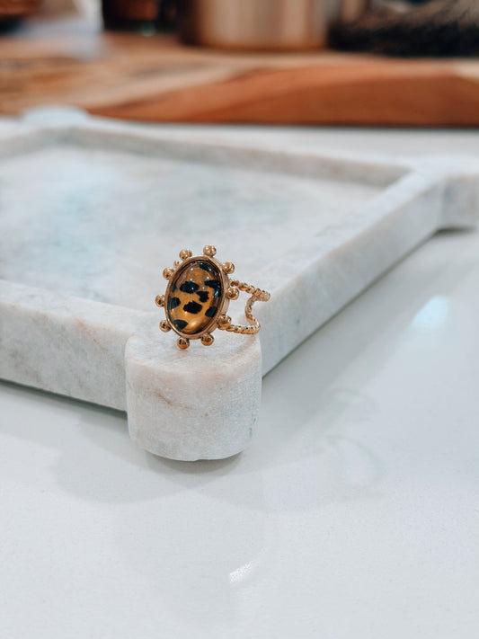 Blakely Tiger Gold Plated Studded Ring