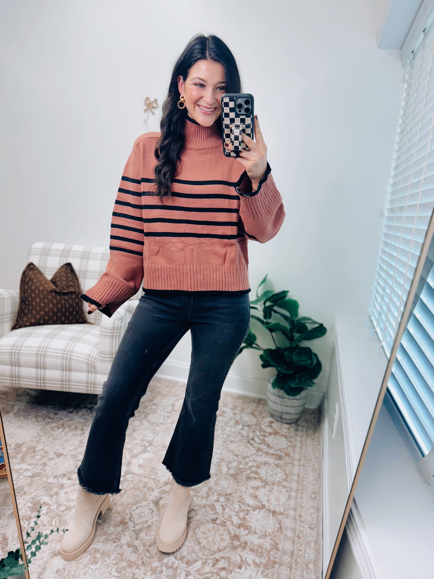 Masala Stripe Mock Neck Sweater