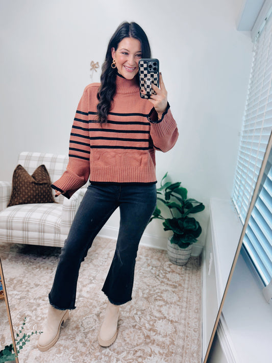 Masala Stripe Mock Neck Sweater