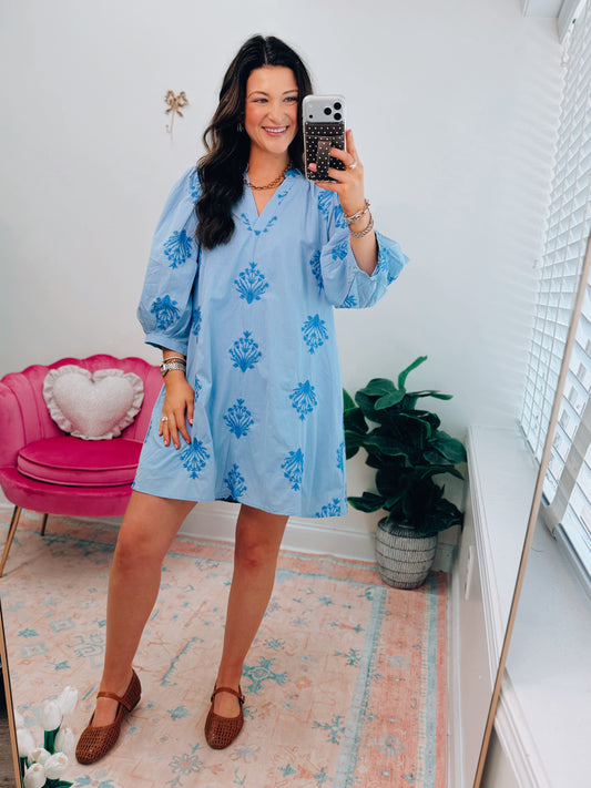 Bluebell Embroidered Mini Dress