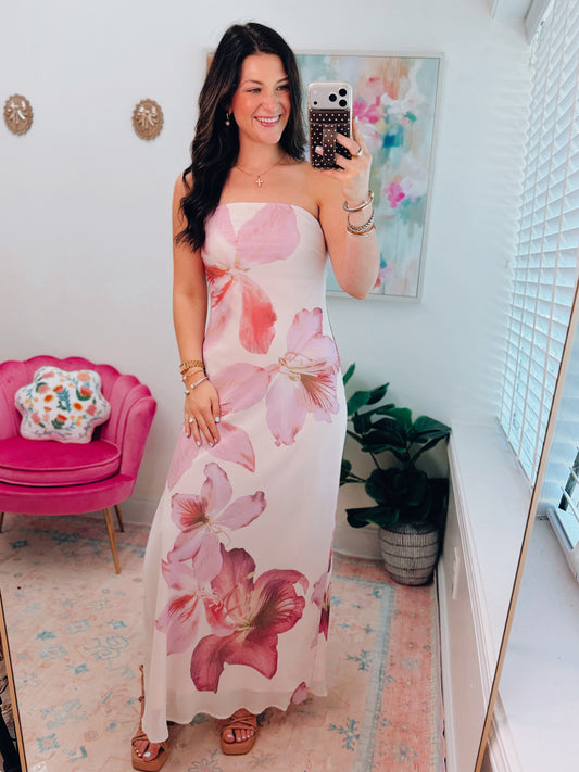 Laelia Orchid Strapless Maxi Dress