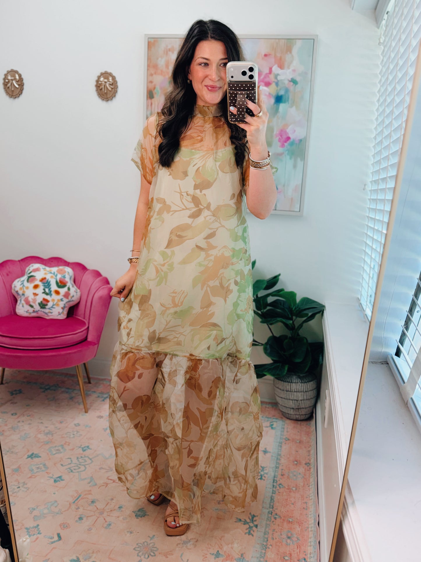 Ellery Floral Dime Organza Maxi Dress