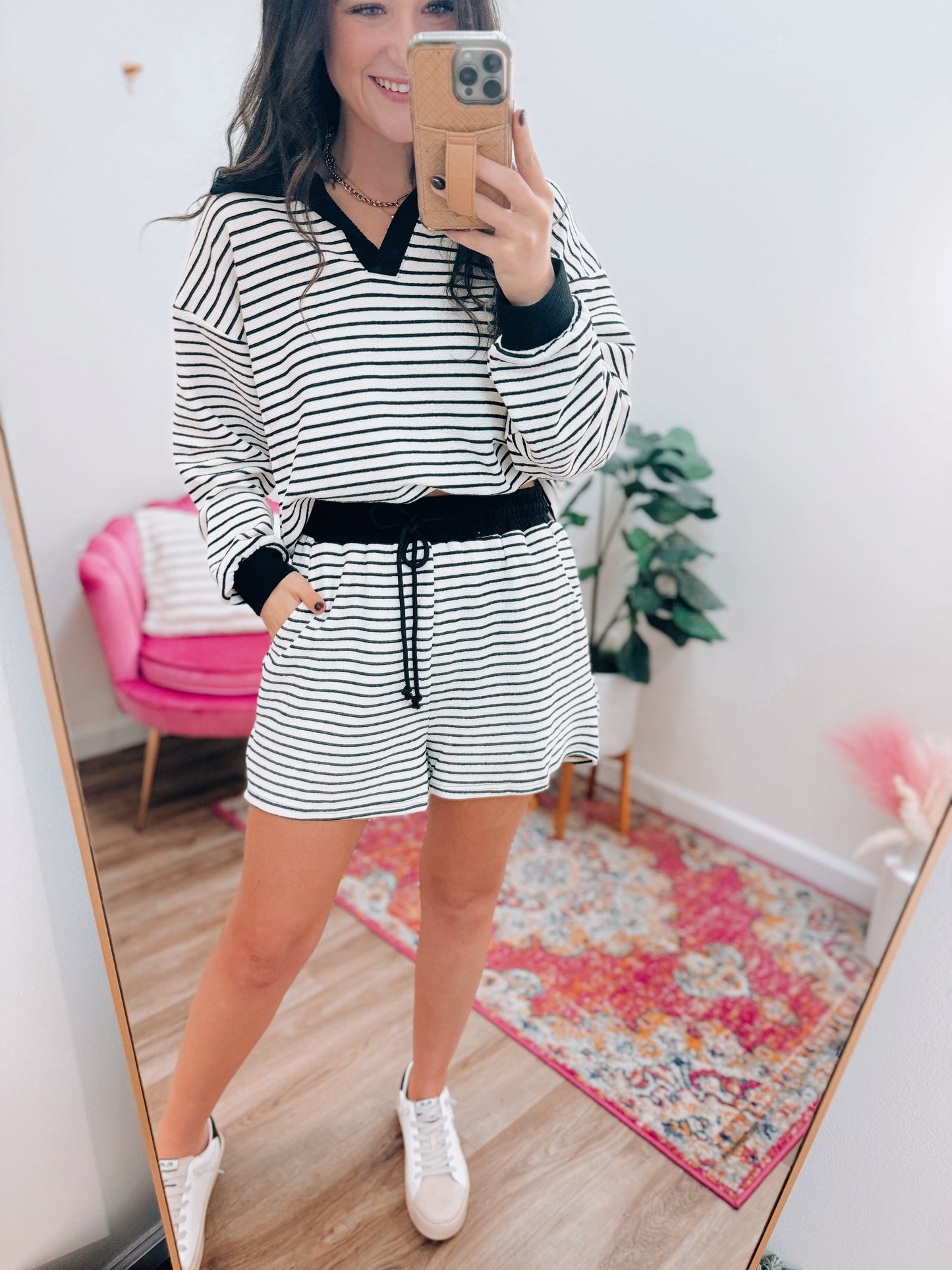 Billie Striped Textured Shorts Set