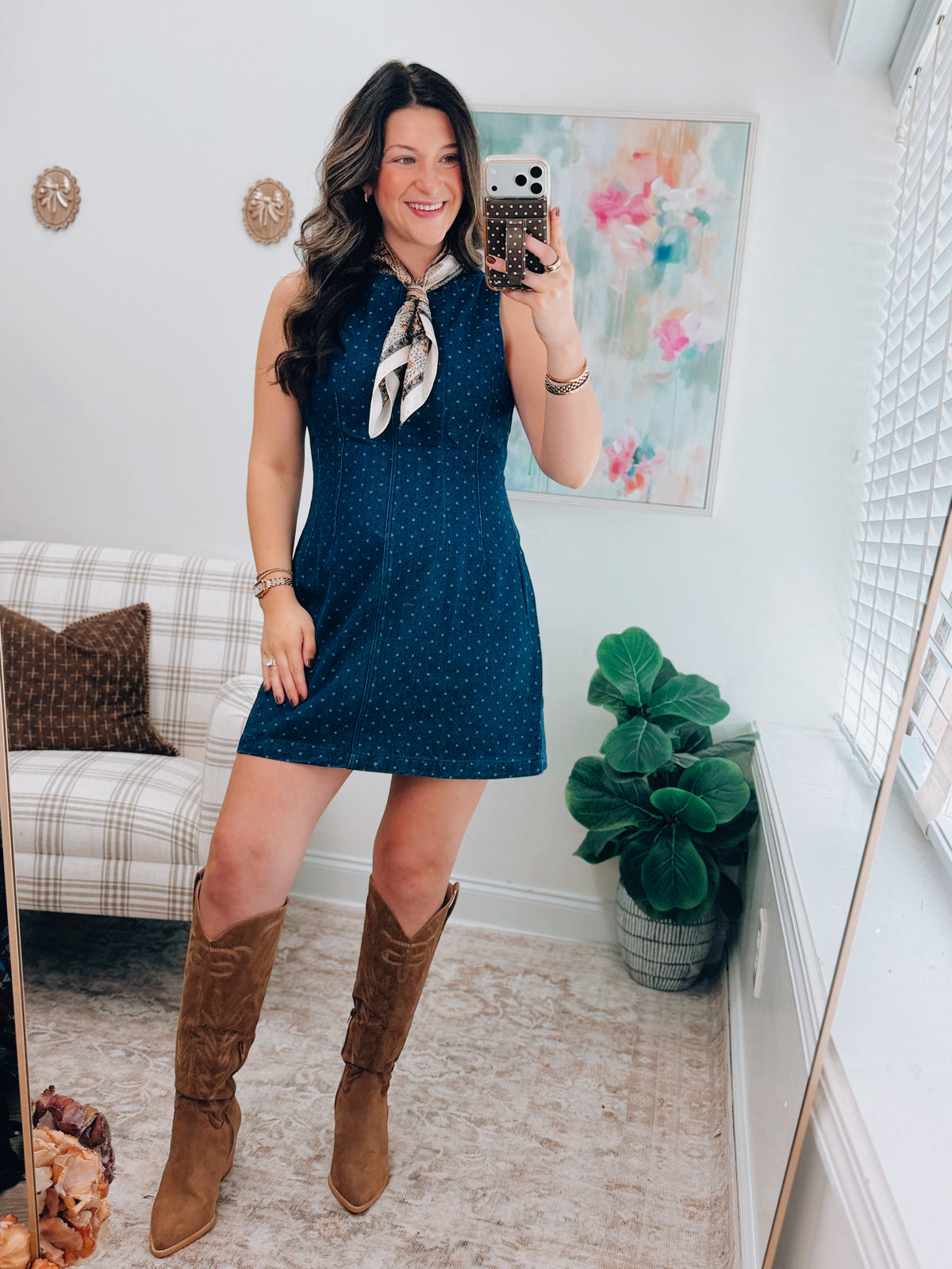 Penny Polka Dot Denim Mini Dress