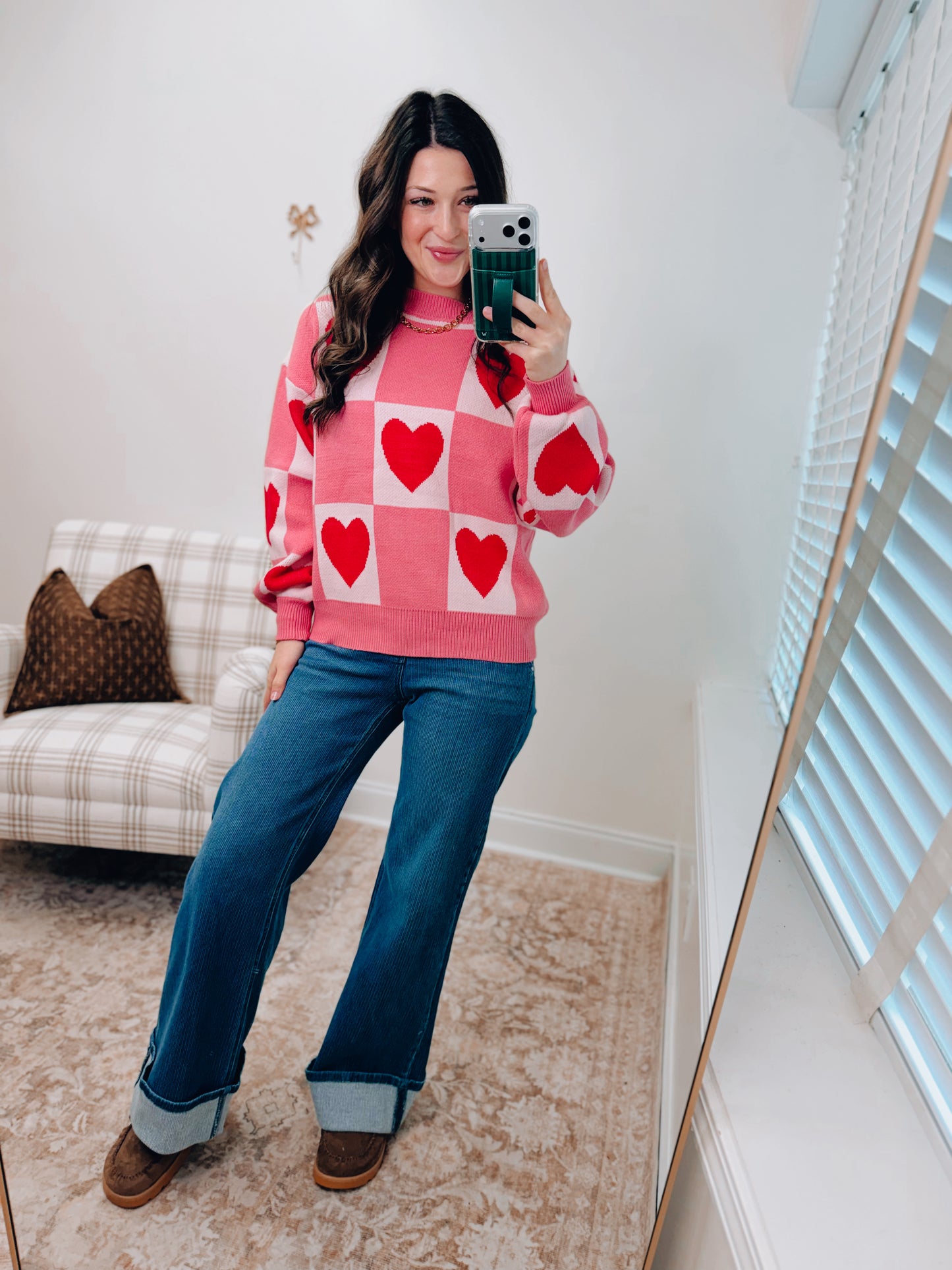 Be Mine Checkered Heart Sweater