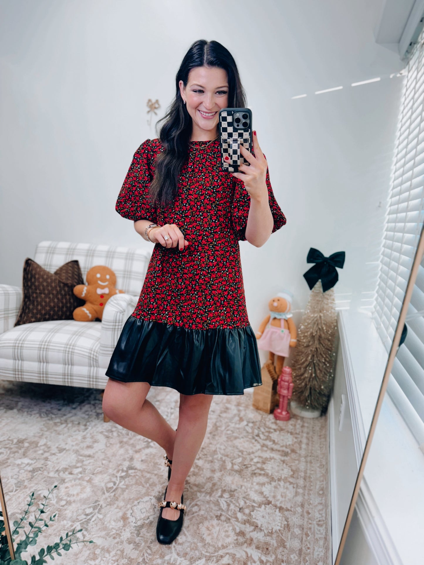 VOY Mix Faux Leather Mini Dress