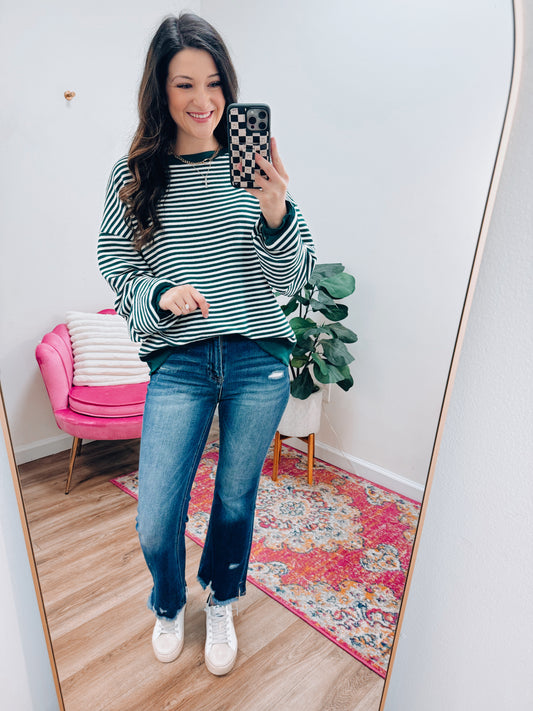 Danae Green Striped Top