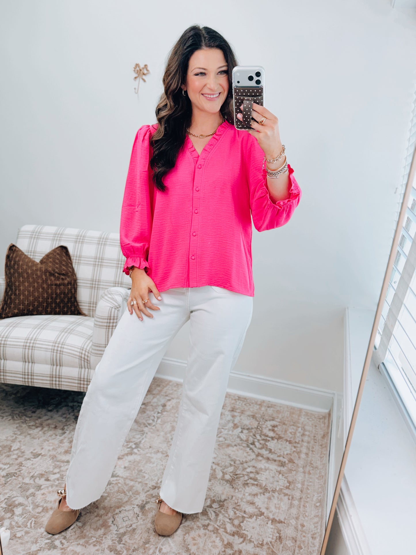 Indie Pink Ruffle Top