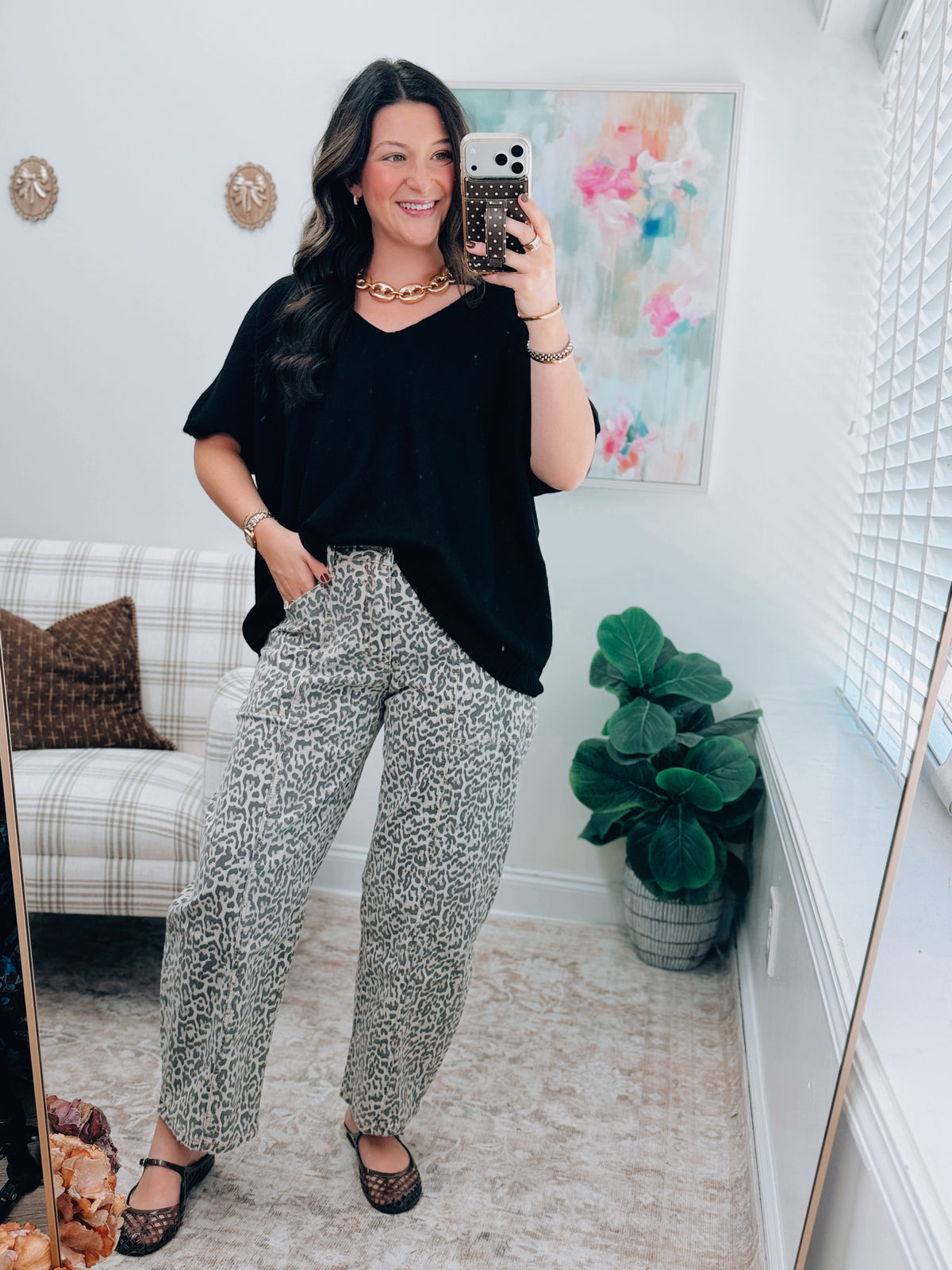Wild Side Leopard Stretch Barrel Denim