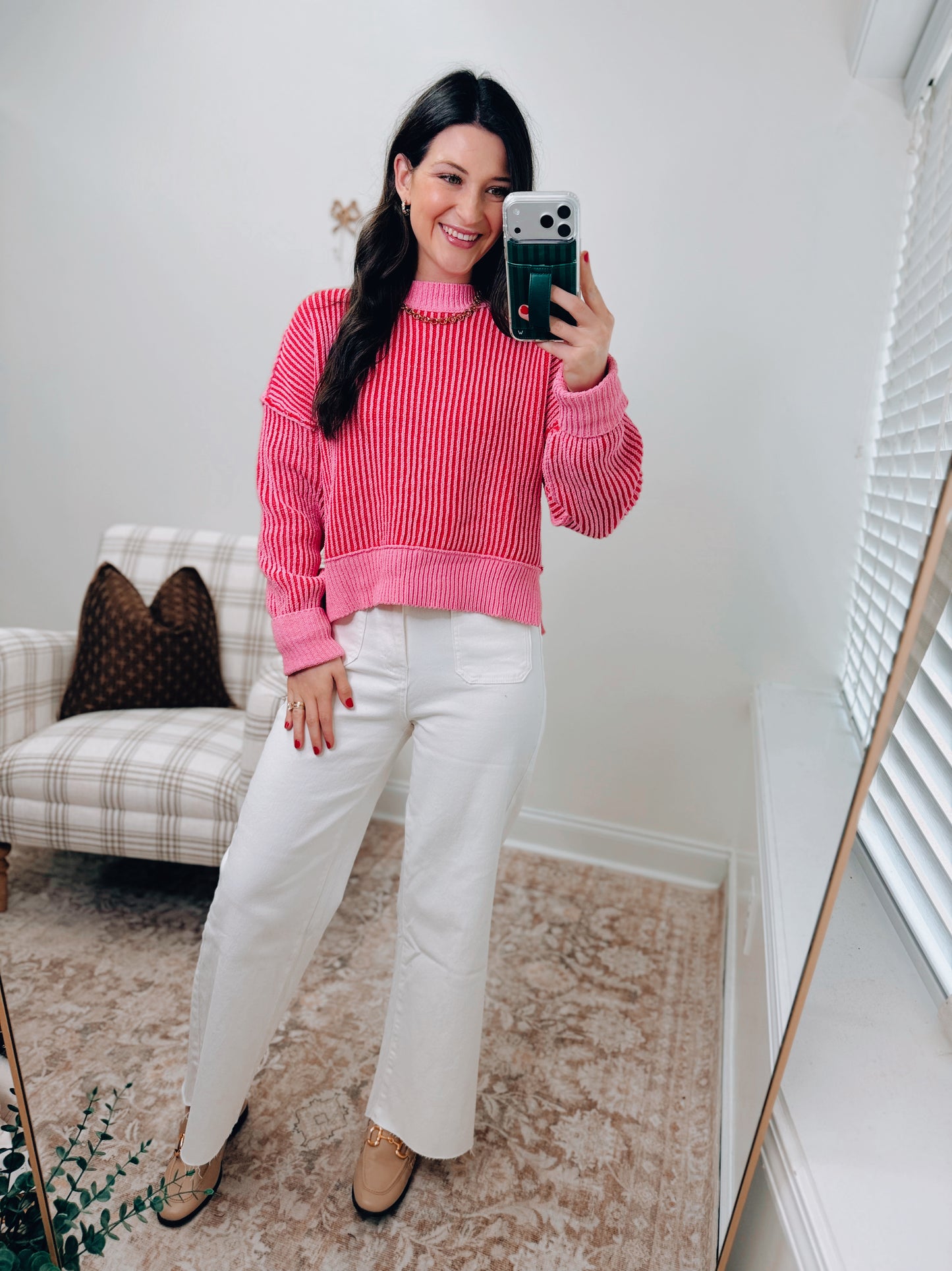 Hayes Two Tone Pink Sweater