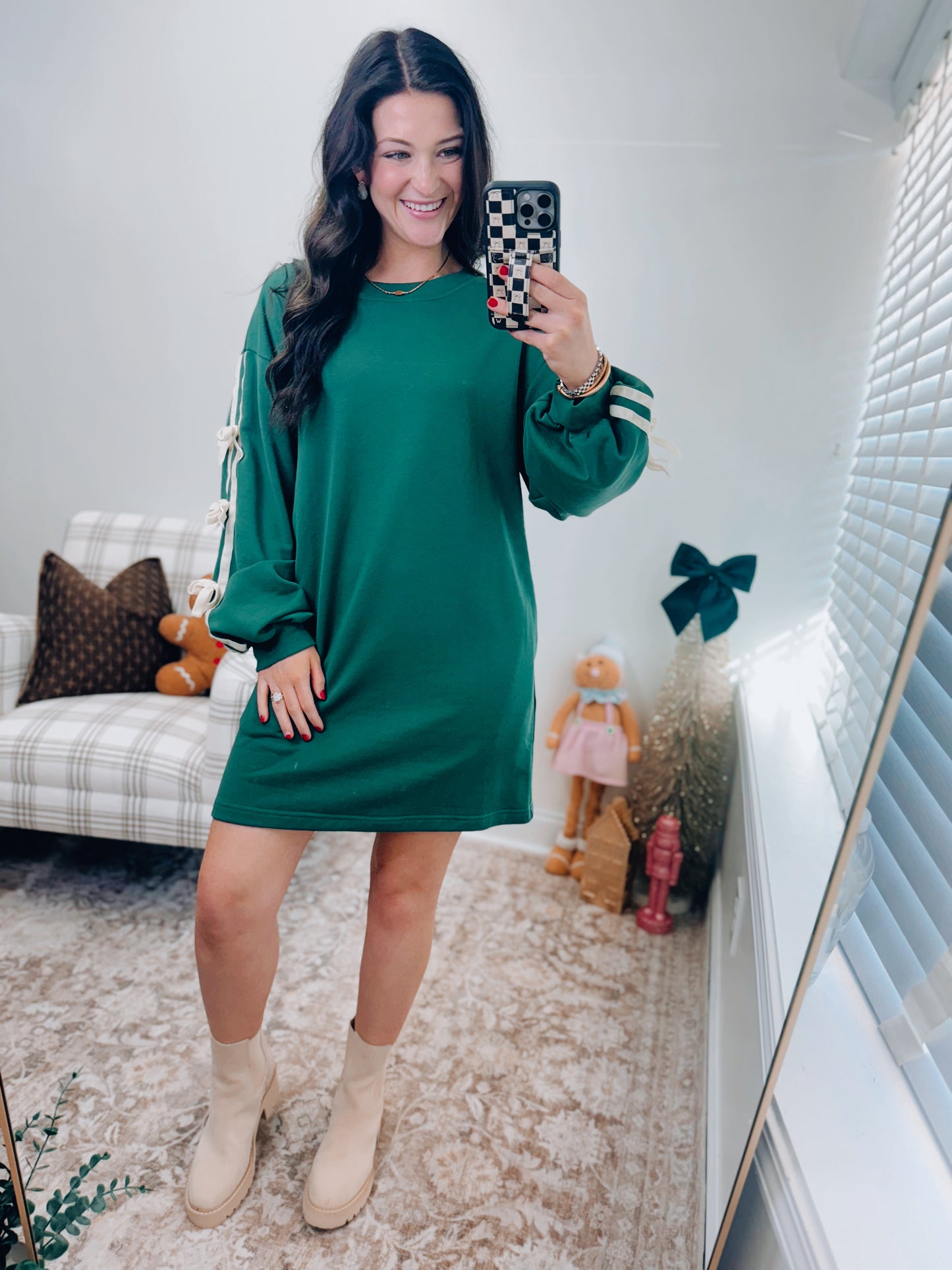 Evermore Velvet Bow Mini Dress